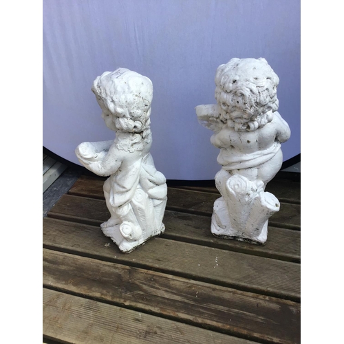 68 - 2 CHERUB GARDEN STAUES
H 24