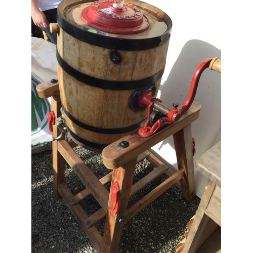 93 - VINTAGE LLEWELLIN OF HAVERFORD WEST BUTTER CHURN ON STAND