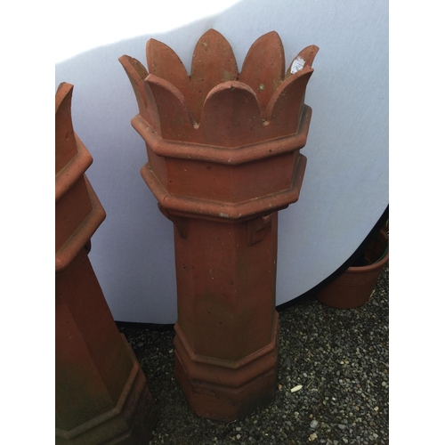 106 - PAIR OF VICT CROWN TOP CHIMNEY POTS 
H 42