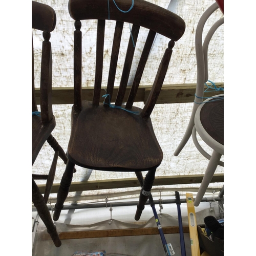 120 - 3 VICT FARMHOUSE CHAIRS AND A BENTWOOD CHAIR