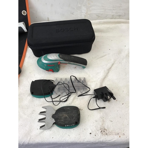 168 - STHIL RECHARGABLE MINITURE CHAINSAW AND A BOSCH MULTI TOOL TRIMMER W/O