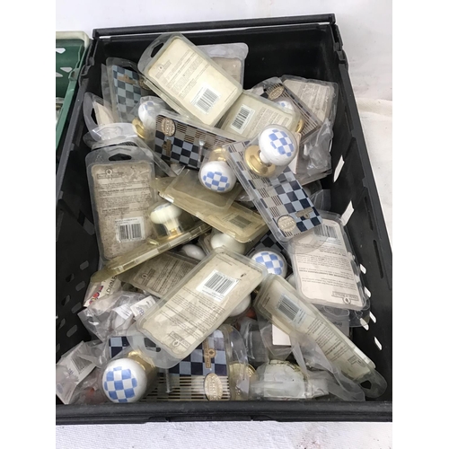 170 - 2 CRATES OF CERAMIC KNOBS AND HANDLES