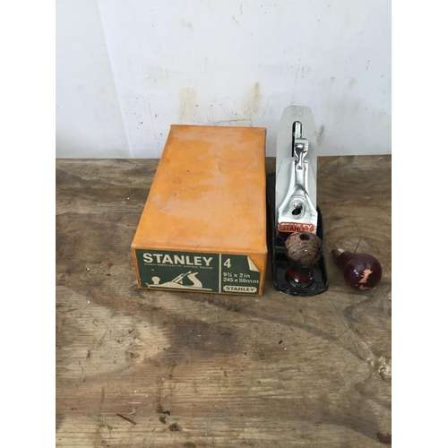 184 - BLACK & DECKER ELECTRIC HAMMER DRILL, A STANLEY NO 4 PLANE AND A BREAST DRILL