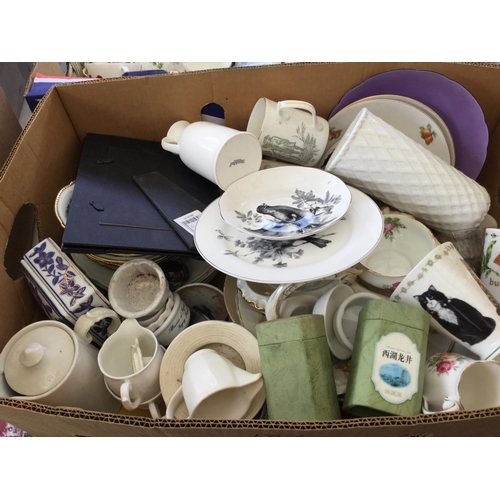 187 - 9 BOXES TO INCLUDE CHINA, GLASS, KITCHEN WARE ETC