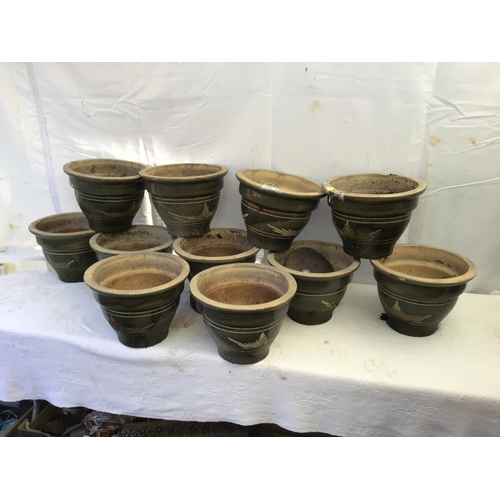 228 - 11 GLAZED PLANTERS