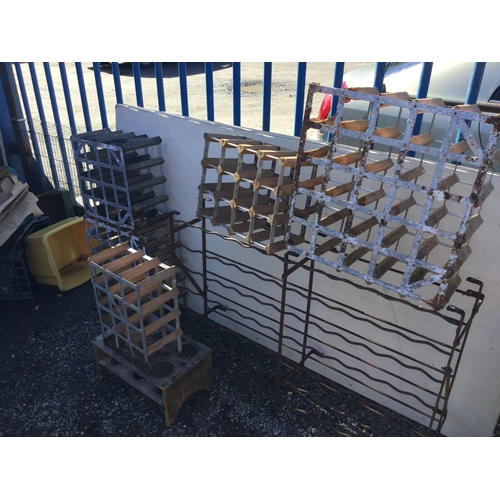 246 - 5 WINE RACKS INCLUDING AN EARLY METAL EXAMPLE