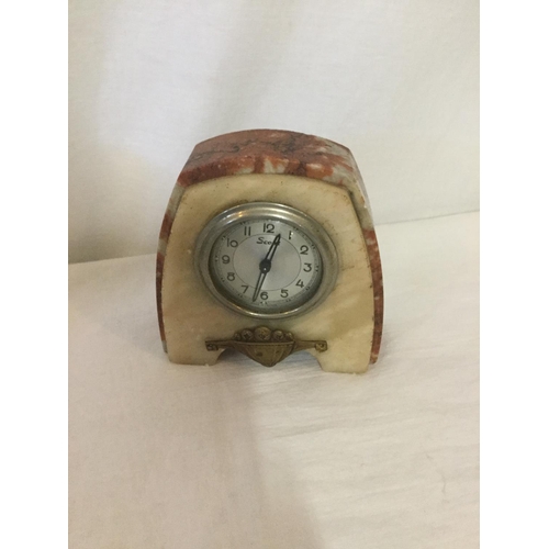 277 - 2 SMALL FRENCH ART DECO MARBLE MANTLE CLOCKS