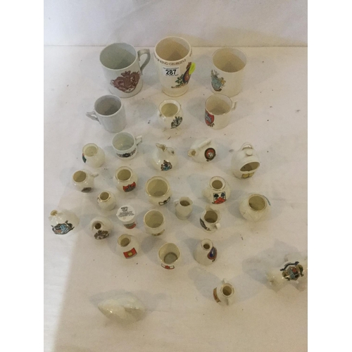 287 - QTY OF CRESTED WARE AND ROYAL COMMEMORATIVE MUGS