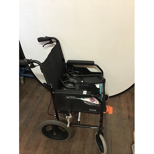 391 - KARMA ROBIN FOLDING WHEELCHAIR AND 11 DEGREE WEDGE CUSHION