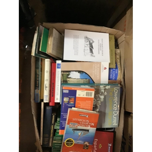 256 - 9 BOXES OF VARIOUS BOOKS AND ORDINANCE SURVEY MAPS