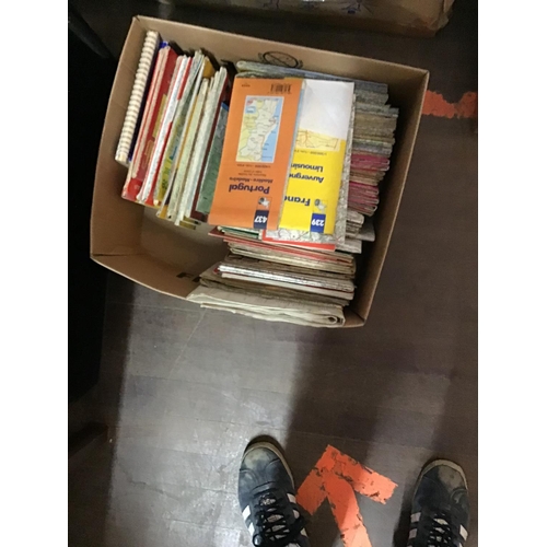 256 - 9 BOXES OF VARIOUS BOOKS AND ORDINANCE SURVEY MAPS