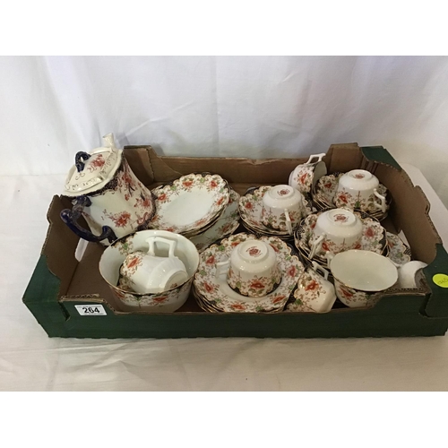 264 - VICTORIAN FLOWER PATTERNED TEA SET WITH TEA POT