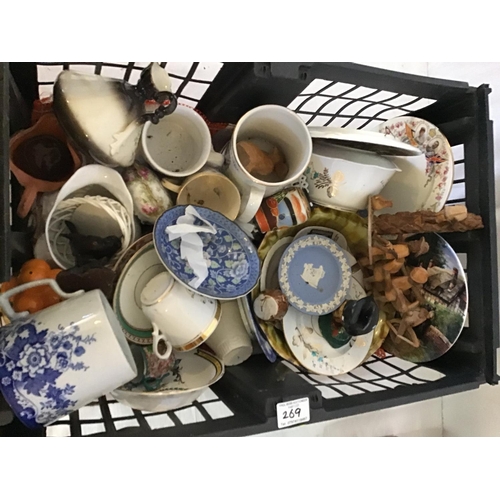 269 - 2 CRATES OF ASSORTED CERAMICS AND ORNAMENTS