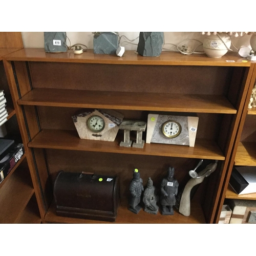 423 - PAIR OF RETRO TEAK BOOK CASES WITH ADJUSTABLE SHELVES (CONTENTS NOT INCLUDED)
L 47