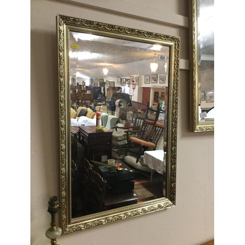 424 - 2 GILT GRAMED BEVEL EDGE WALL MIRRORS
20 X 29