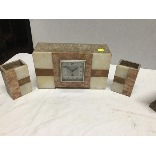 429 - 2 FRENCH ART DECO GARNITURE CLOCK SETS