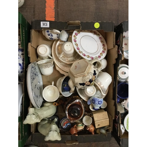 536 - 3 BOXES OF CHINA TO INCLUDE VICTORIAN  AND LATER ITEMS