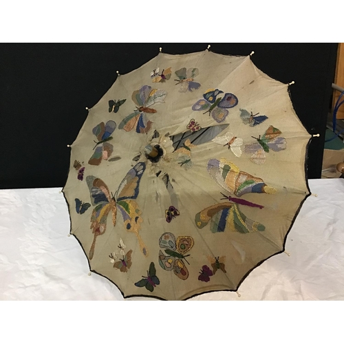 307 - EDWARDIAN LADIES PARASOL WITH LACE DETAIL AND 1 OTHER BOTH  A/F