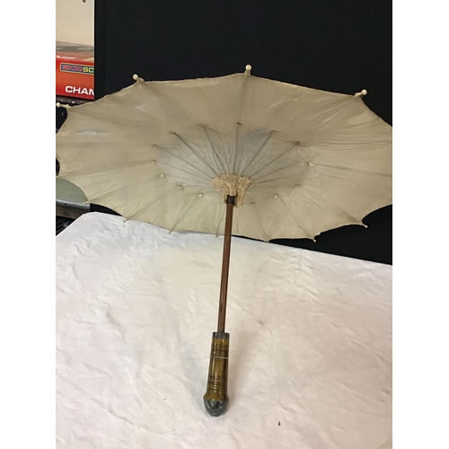 307 - EDWARDIAN LADIES PARASOL WITH LACE DETAIL AND 1 OTHER BOTH  A/F