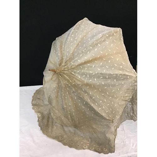 307 - EDWARDIAN LADIES PARASOL WITH LACE DETAIL AND 1 OTHER BOTH  A/F