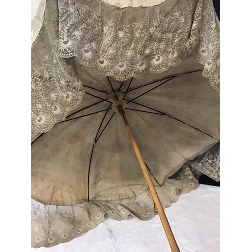 307 - EDWARDIAN LADIES PARASOL WITH LACE DETAIL AND 1 OTHER BOTH  A/F