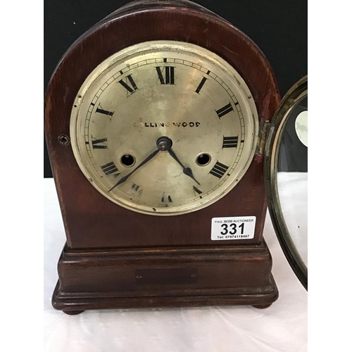 331 - ANTIQUE MAHOGANY MANTLE CLOCK SIGNED COLLINGWOOD