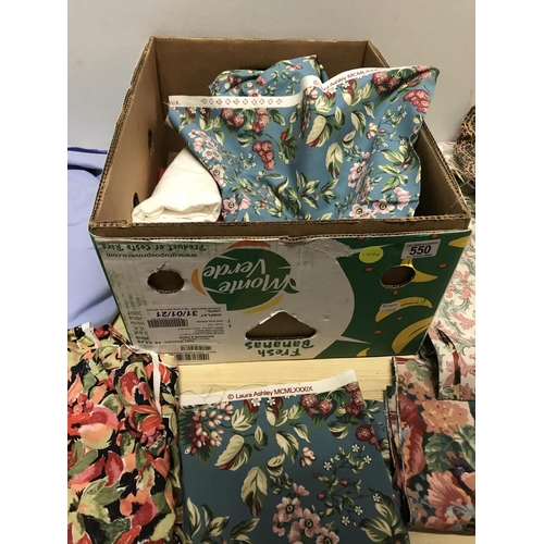 550 - BOX OF MATERIAL TO INCLUDE LAURA ASHLEY