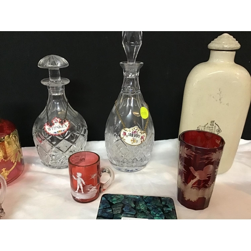 363 - QTY OF GLASSWARE AND CERAMICS TO INCLUDE  CRANBERRY GLASS ETC