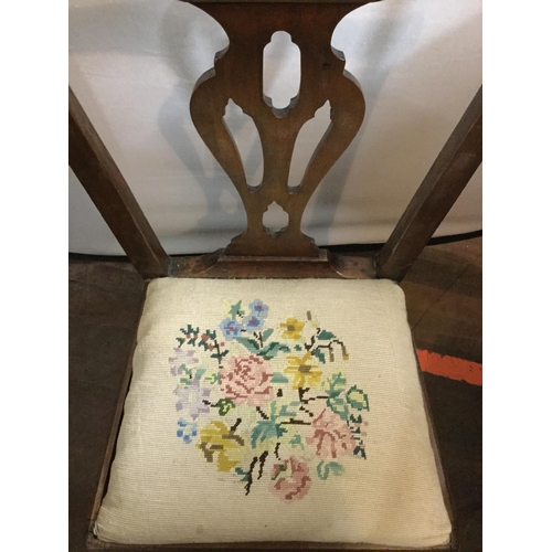 566 - PERIOD MAHOGANY CHAIR WITH PAD SEAT