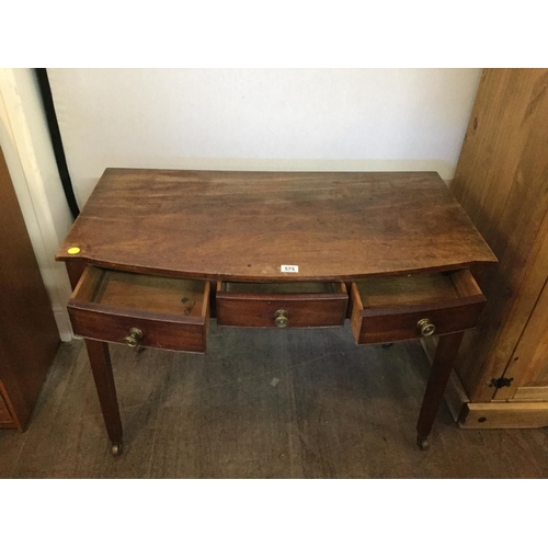 575 - VICTORIAN  MAHOGANY  3 DRAWER WRITING TABLE ON BRASS CASTORS
40 X 19