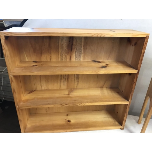 467 - PINE FLAT SCREEN TV STAND AND 2 BOOK SHELVES
29 X 15