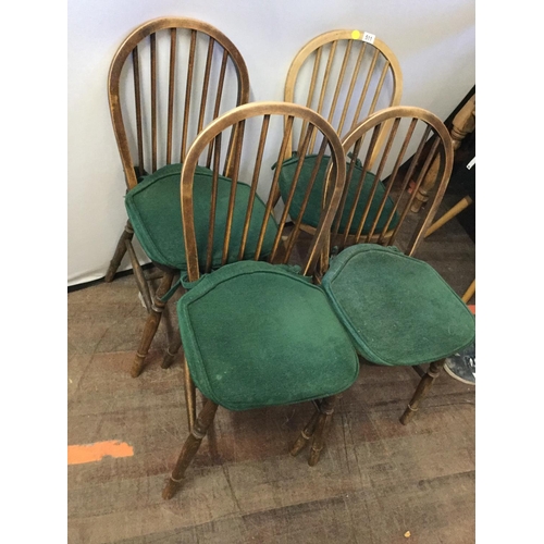 511 - 4 OAK SPINDLE BACK KITCHEN CHAIRS