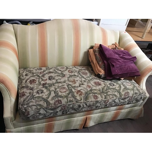 489 - 2 SEATER HUMP BACK  UPHOLSTERED SETTEE AND MATERIAL TO  COMPLETE