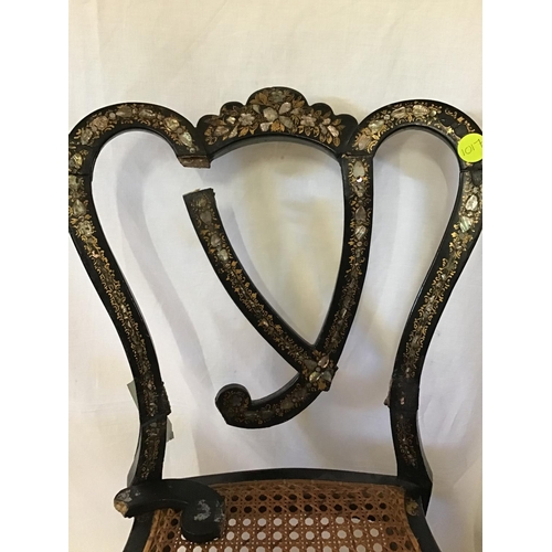 490 - VICTORIAN INLAID CHAIR IN NEED OF RESTORATION