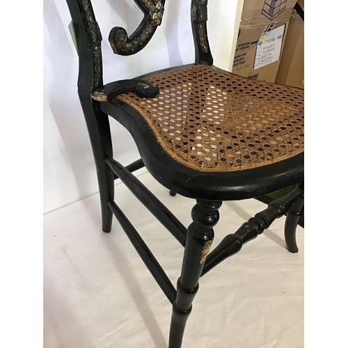 490 - VICTORIAN INLAID CHAIR IN NEED OF RESTORATION