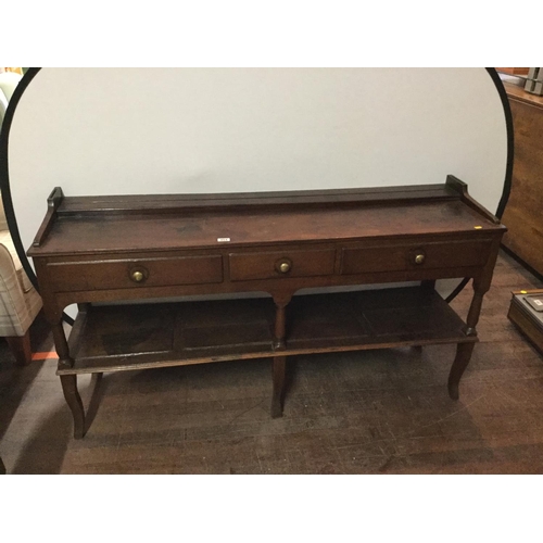 454 - EARLY OAK 3 DRAWER DRESSER BASE WITH POT SHELF
L 60