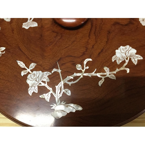 455 - REPRODUCTION  MOTHER OF PEARL  INLAYED LAZY SUSAN WITH COVER