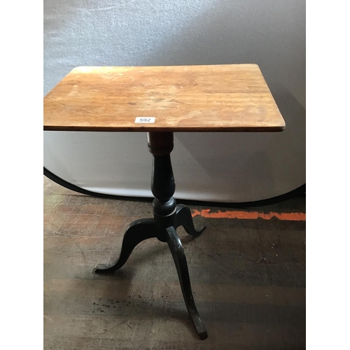 592 - TRIPOD TABLE AND A STRETCHERED COFFEE TABLE