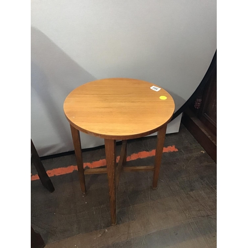 593 - OAK WINDOW TABLE AND A FOLDING MINIATURE LAMP TABLE