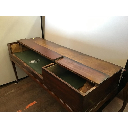 610 - EDWARDIAN MAHOGANY  PIANO TABLE - CABINET ONLY