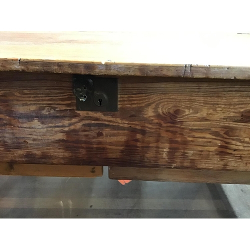 754 - VICTORIAN PITCH PINE KITCHEN TABLE WITH DRAWERS
H 32