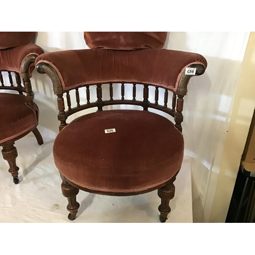 626 - PAIR OF EDWARDIAN MAHOGANY  UPHOLSTERED BEDROOM CHAIRS A/F