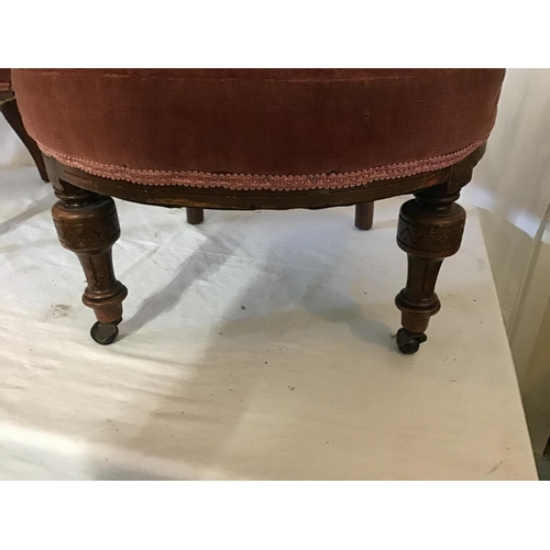 626 - PAIR OF EDWARDIAN MAHOGANY  UPHOLSTERED BEDROOM CHAIRS A/F