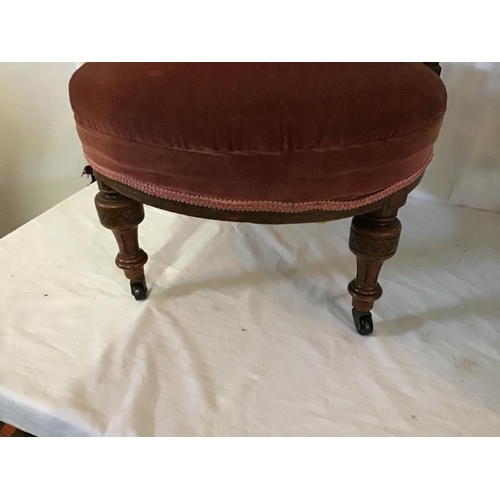 626 - PAIR OF EDWARDIAN MAHOGANY  UPHOLSTERED BEDROOM CHAIRS A/F