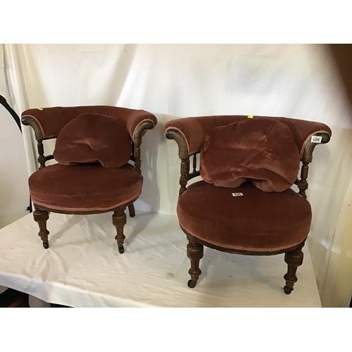 626 - PAIR OF EDWARDIAN MAHOGANY  UPHOLSTERED BEDROOM CHAIRS A/F