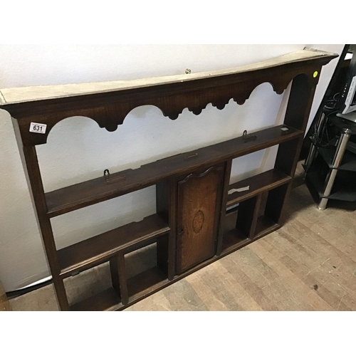 631 - EARLY OAK DRESSER RACK WITH CENTER CUPBOARD DOOR
L 51