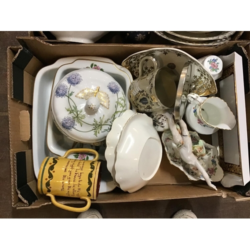 651 - 2 BOXES OF CHINA TO INCLUDE AYNSLEY WEDGEWOOD ETC