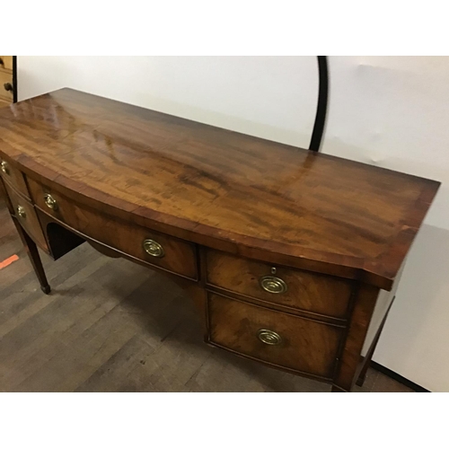 653 - VICTORIAN MAHOGANY  BOW FRONT SIDEBOARD
H 35