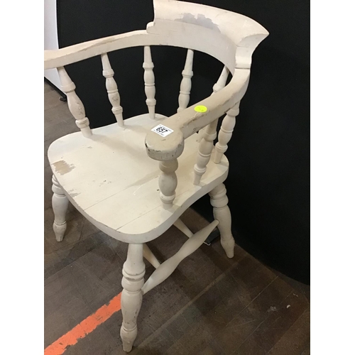 657 - PAINTED SMOKERS BOW ARMCHAIR