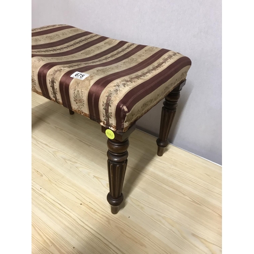 675 - VICTORIAN UPHOLSTERED  MAHOGANY  BEDROOM STOOL
H 17